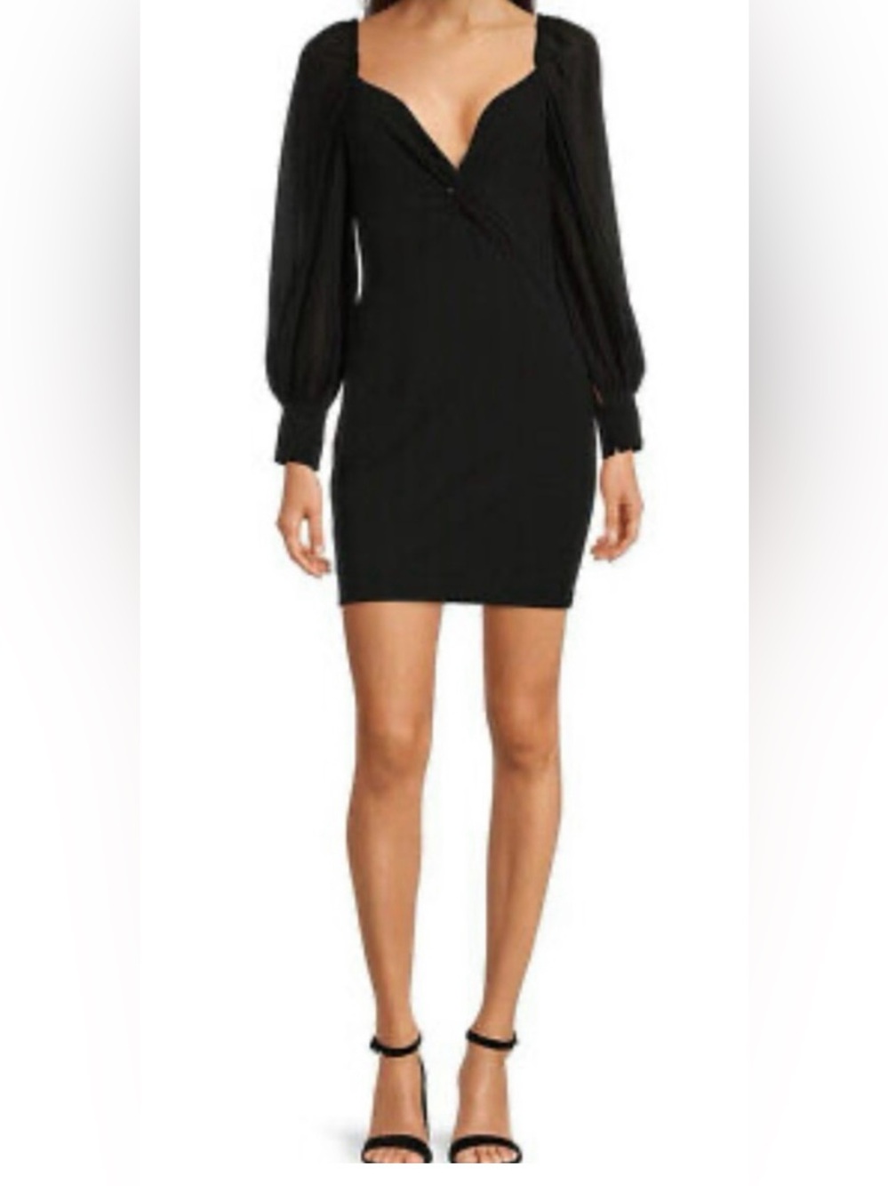 #17 BELLE BADGLEY
MISCHKA DALIA BODYCON DRESS PONTE KNIT PUFF SLEEVE BLACK